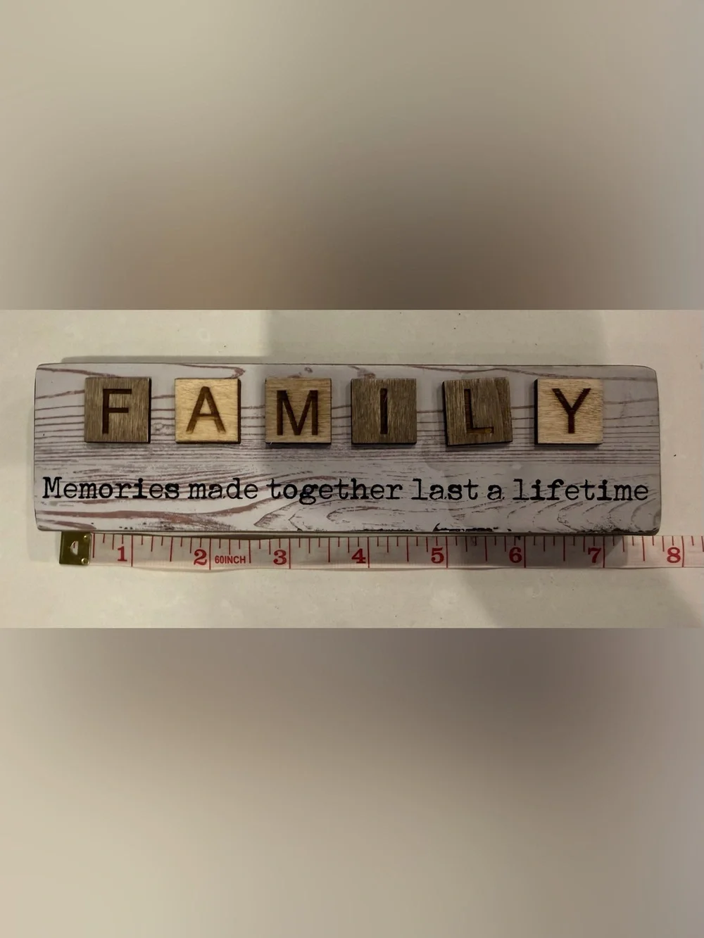 Wooden Letter Wall Plaque - Neutral Wood & White